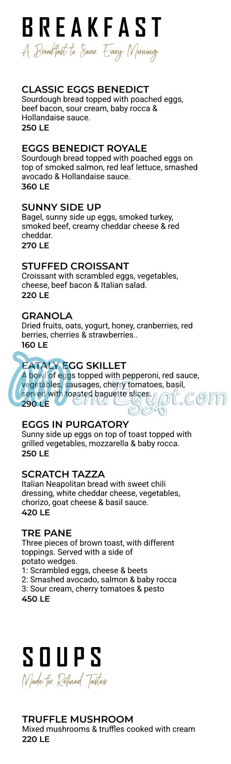 The Eataly menu