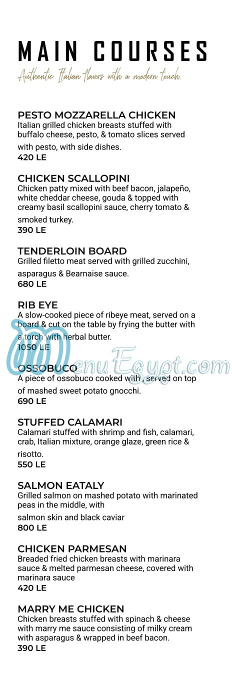 The Eataly menu Egypt 3