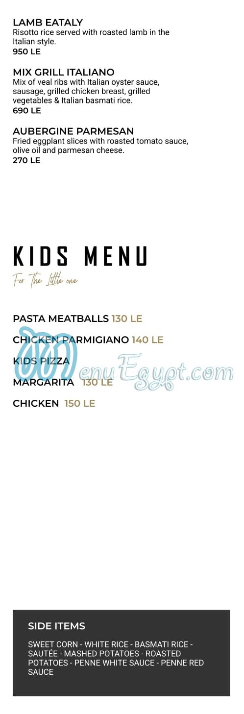 The Eataly menu Egypt 5