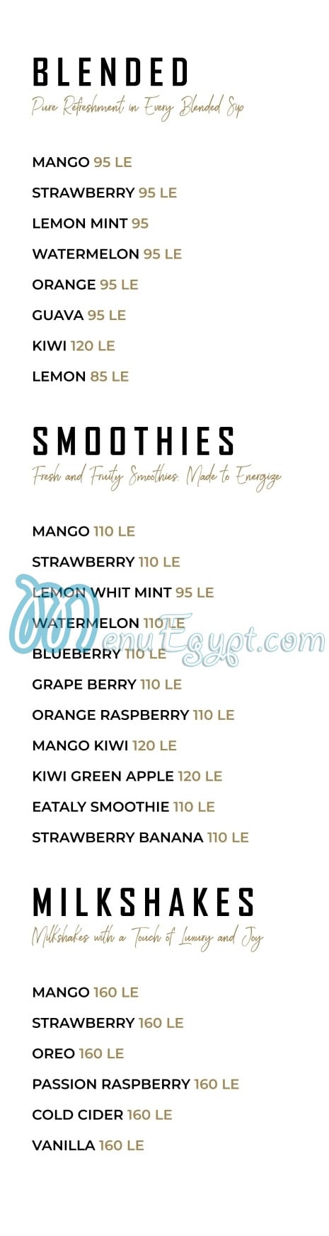 The Eataly menu Egypt 6