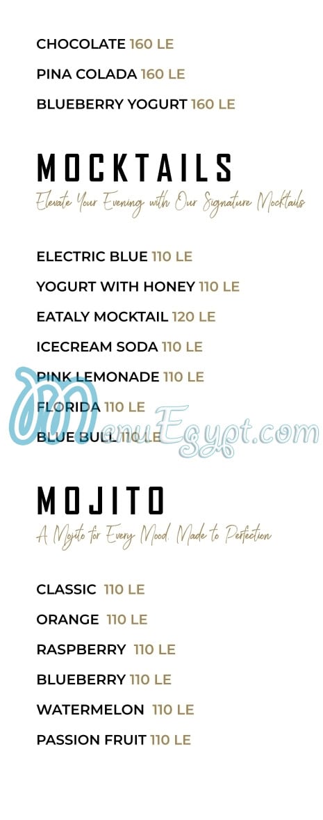 The Eataly menu Egypt 7