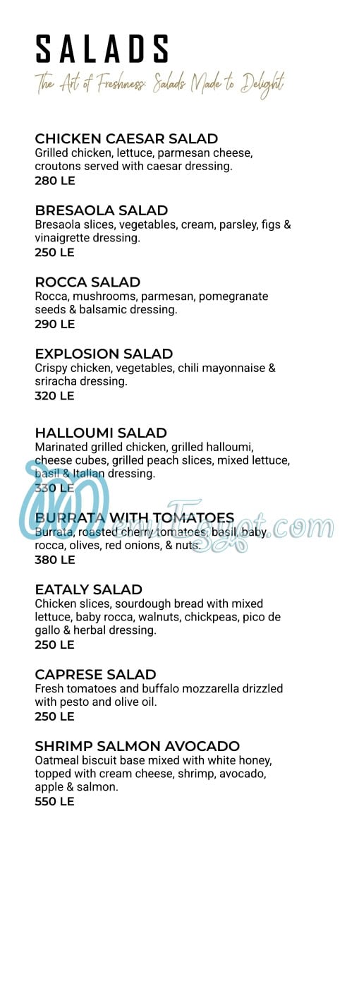 The Eataly delivery menu