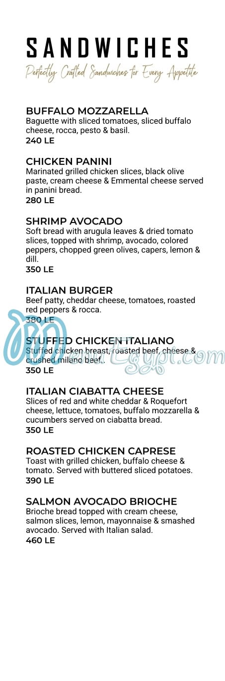 The Eataly menu prices