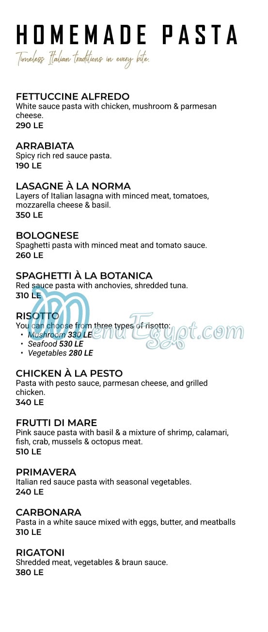 The Eataly menu Egypt 2