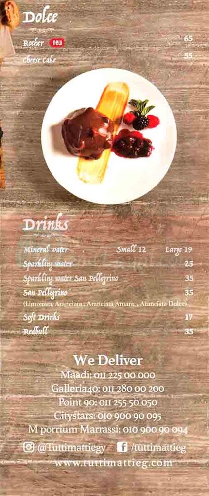 Tutti Matti menu