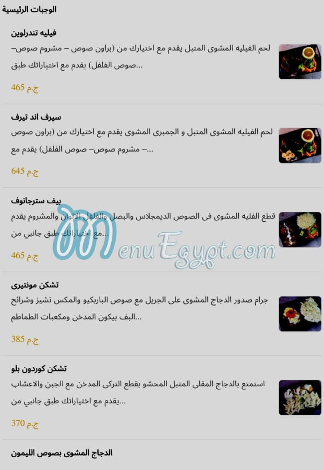 Ve Lounge menu Egypt 3