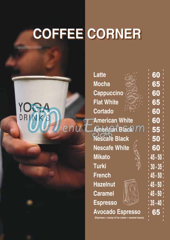 Yoga Drink menu