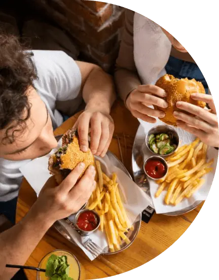 man eating